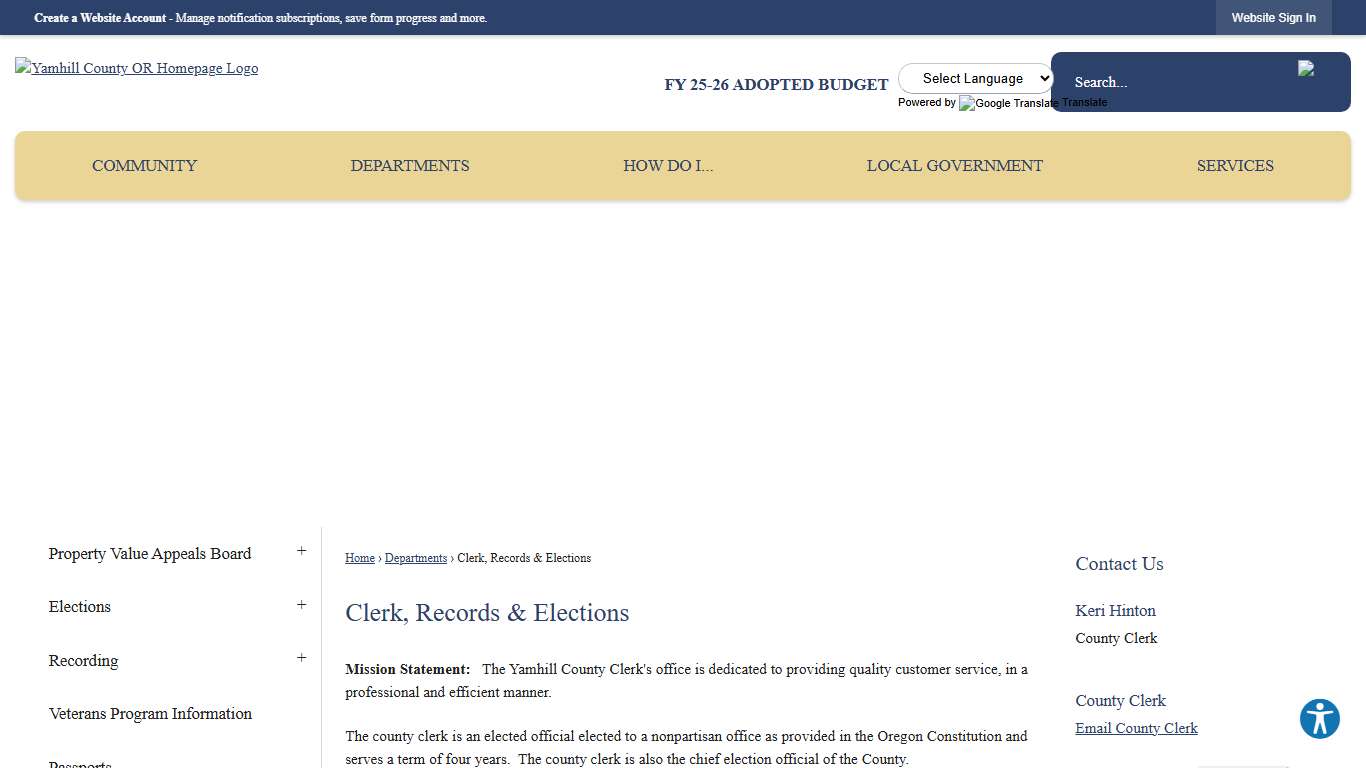 Clerk, Records & Elections Yamhill County, OR