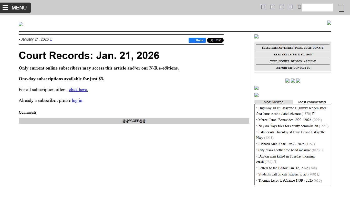 Court Records: Jan. 21, 2026