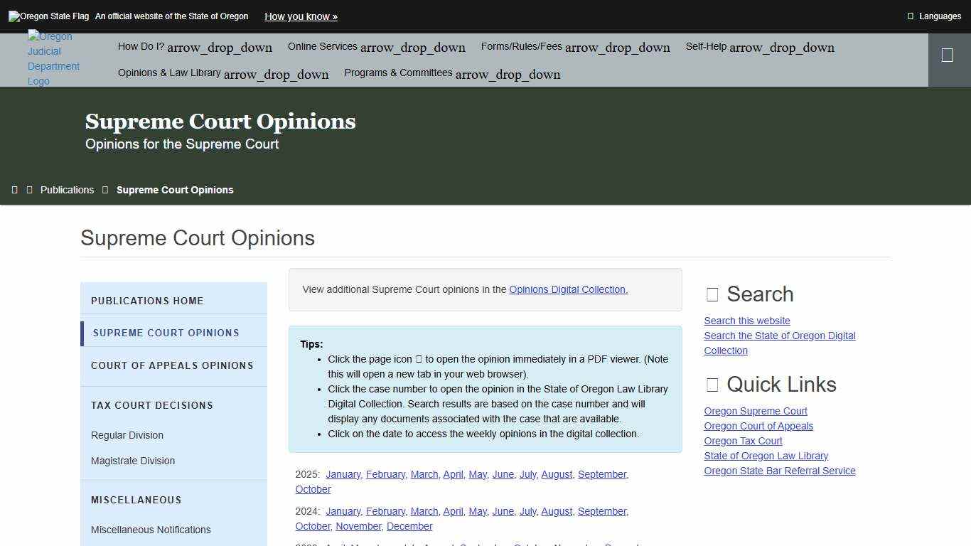 Oregon Judicial Department : Supreme Court Opinions : Supreme Court Opinions : State of Oregon